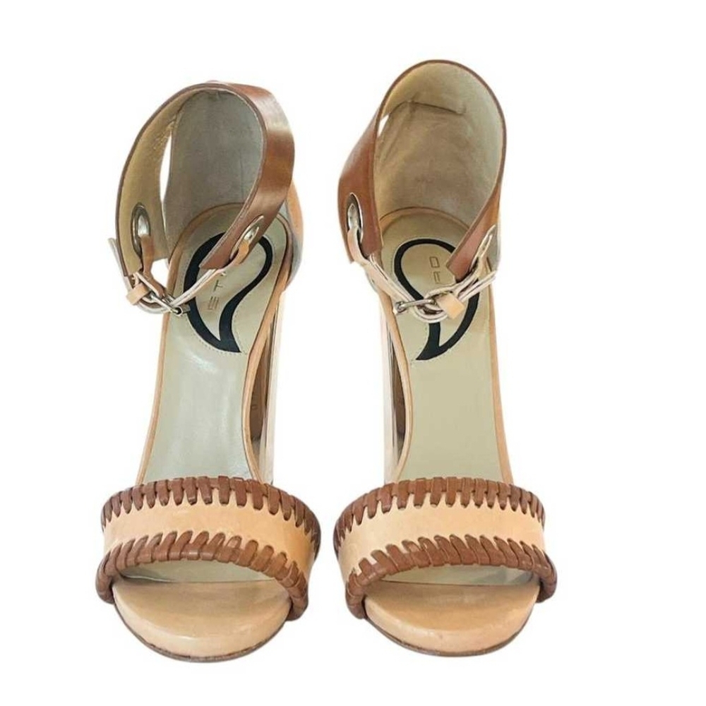 Etro Brown and Tan Braided Leather Heels